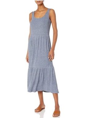 Daily Ritual Anthropologie Gray Blue Scoop Neck Tiered Tank dress Size Small